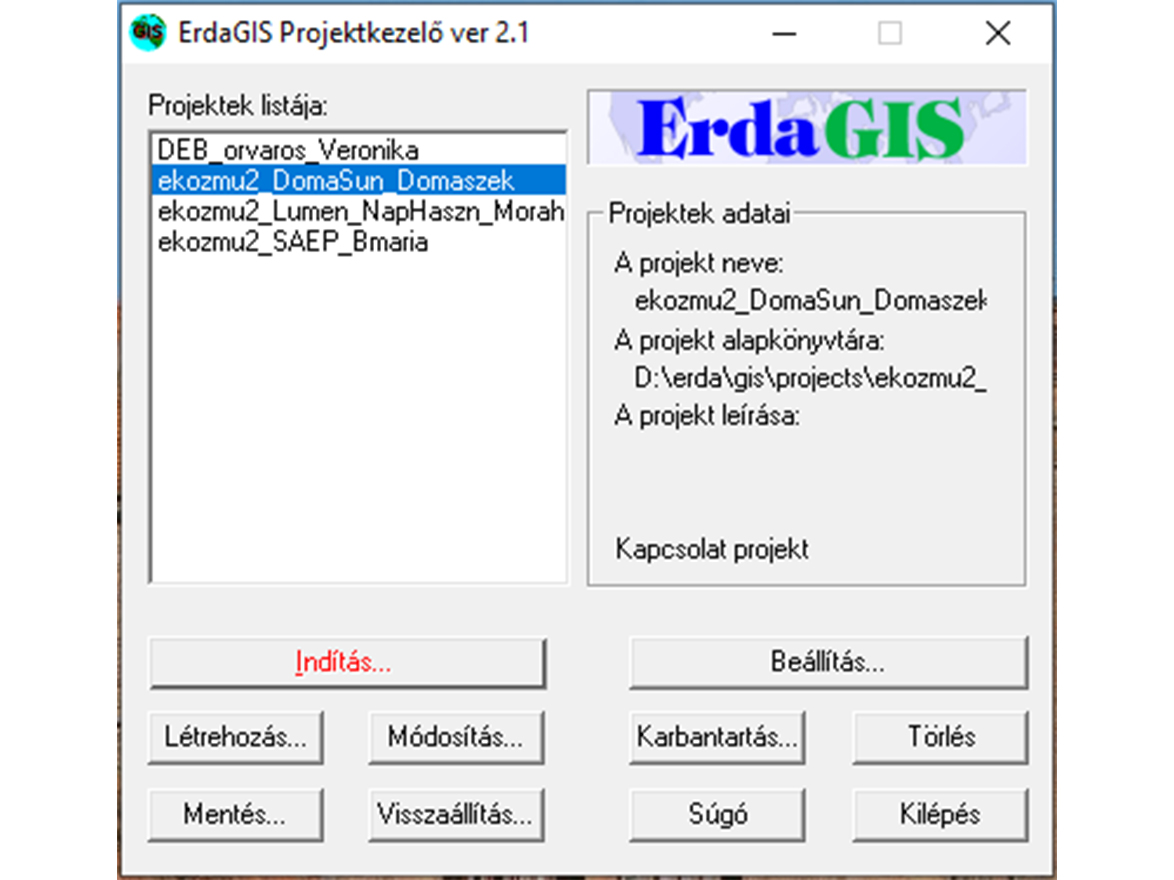 Az ErdaGIS térinformatikai rendszer